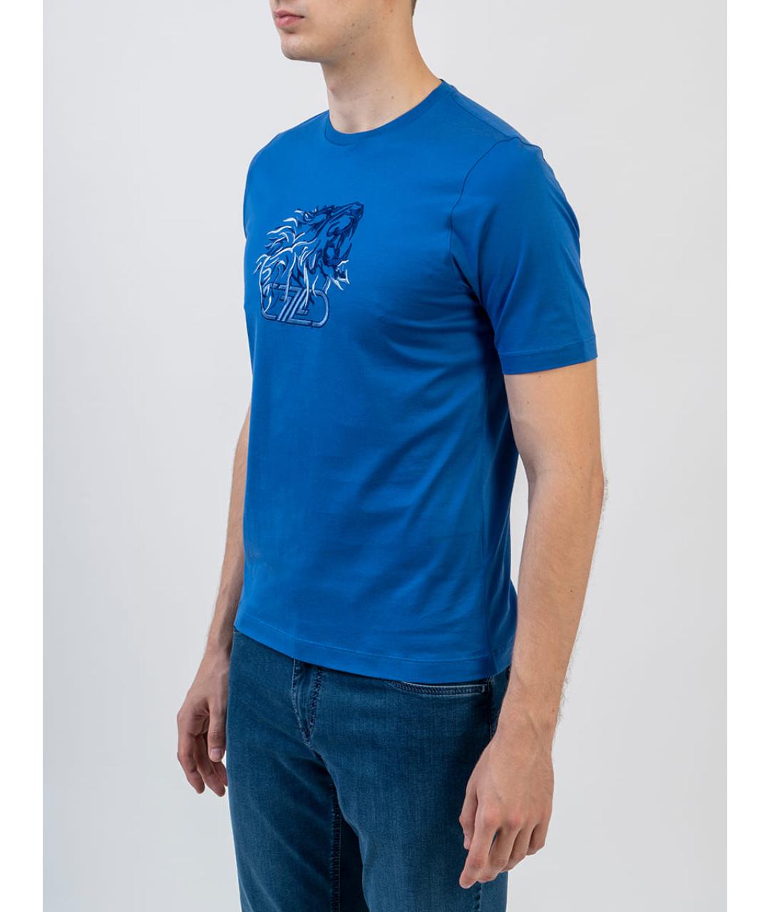 ZILLI Синяя хлопковая футболка, фото 3