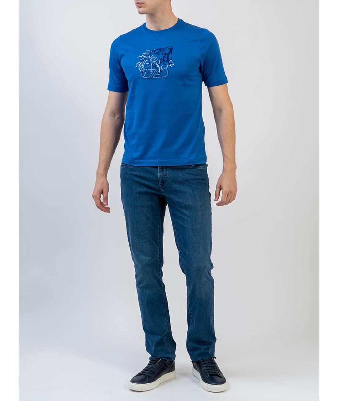 ZILLI Синяя хлопковая футболка, фото 5