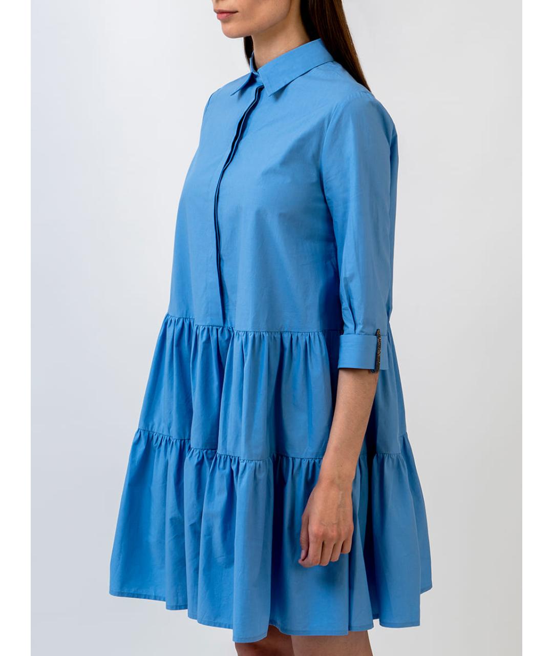 FABIANA FILIPPI Голубое хлопковое повседневное платье, фото 3