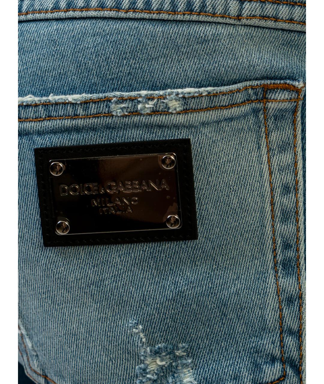 DOLCE&GABBANA Голубые хлопковые прямые джинсы, фото 4