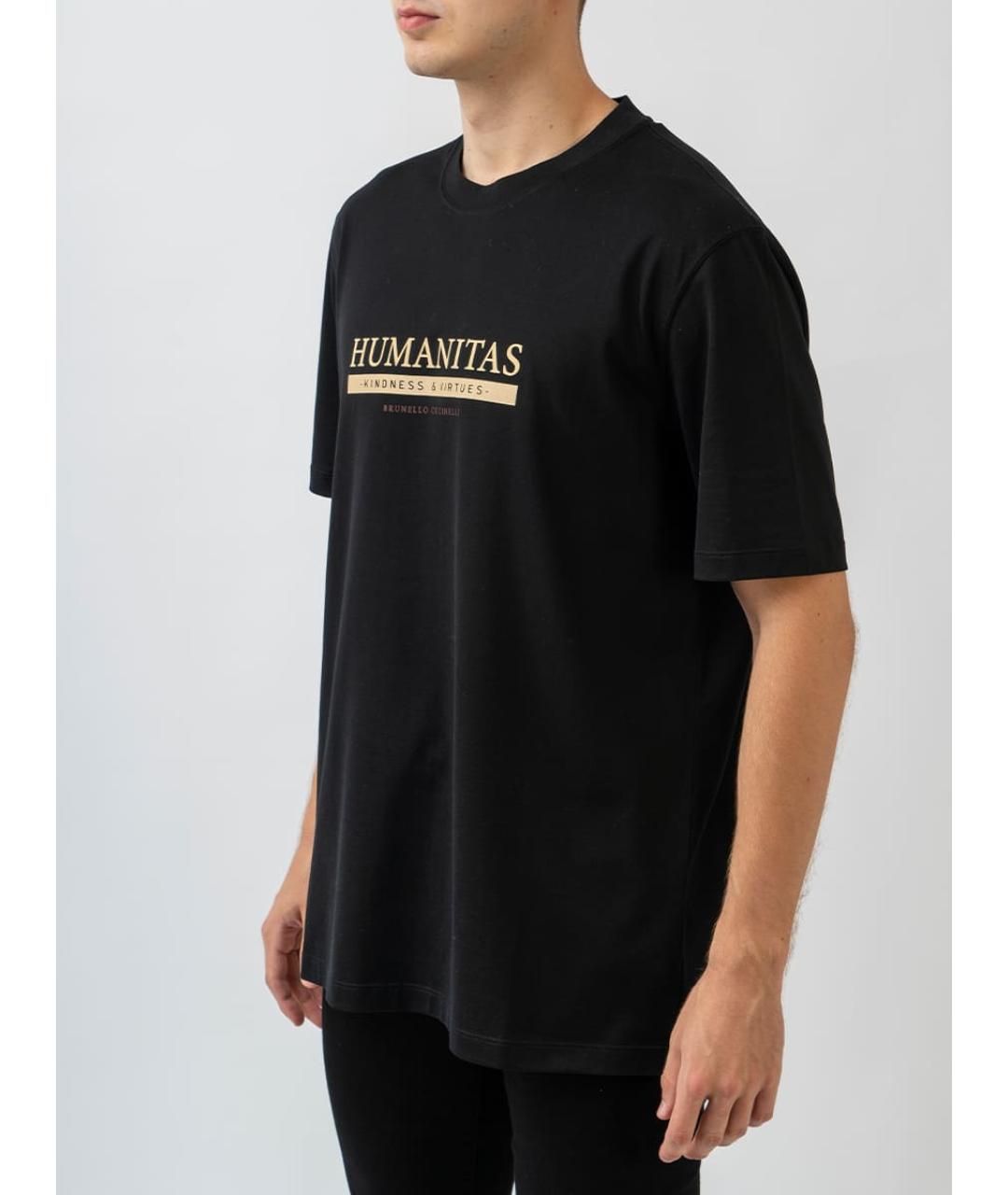 BRUNELLO CUCINELLI Черная хлопковая футболка, фото 2