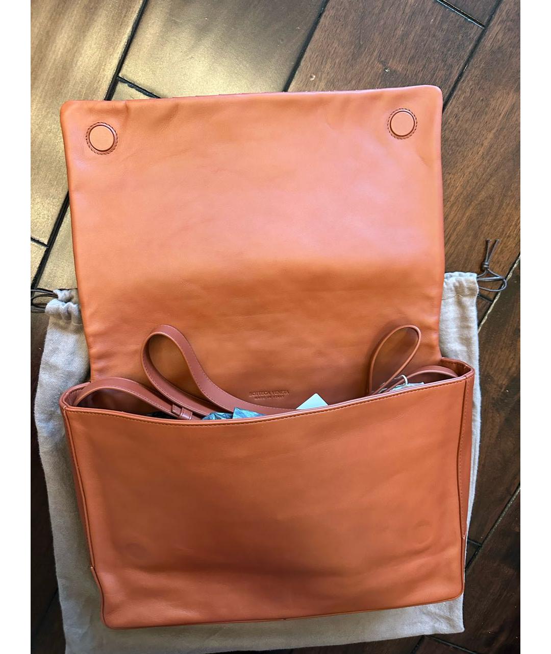 BOTTEGA VENETA Оранжевая кожаная сумка на плечо, фото 8