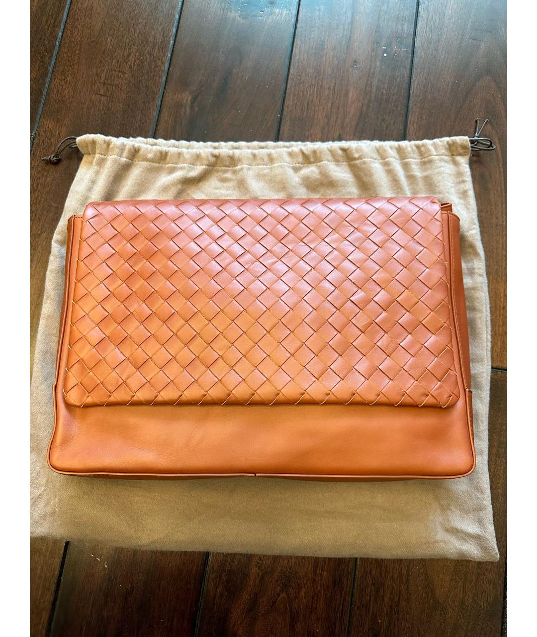 BOTTEGA VENETA Оранжевая кожаная сумка на плечо, фото 5