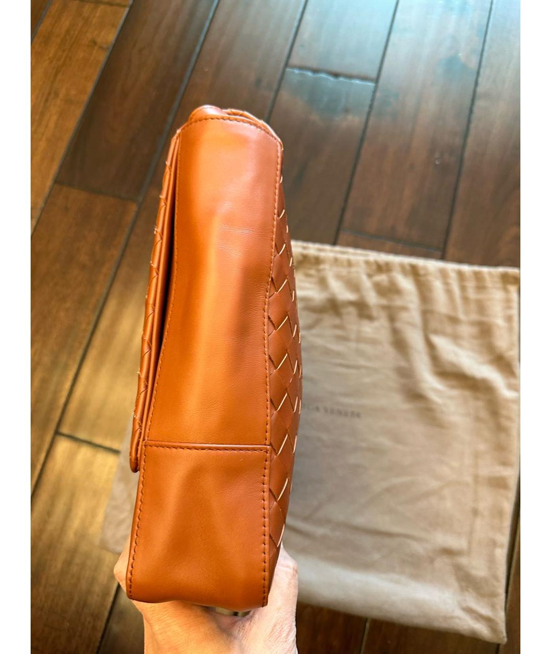 BOTTEGA VENETA Оранжевая кожаная сумка на плечо, фото 7