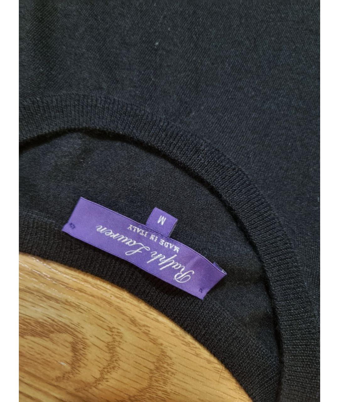 RALPH LAUREN PURPLE LABEL Черный кашемировый джемпер / свитер, фото 2