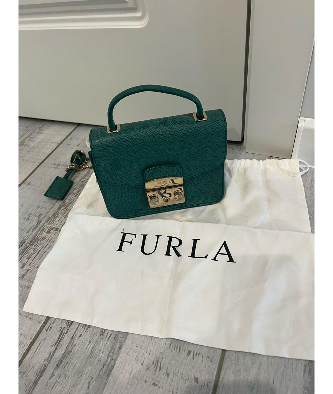 FURLA Зеленая кожаная сумка тоут, фото 5