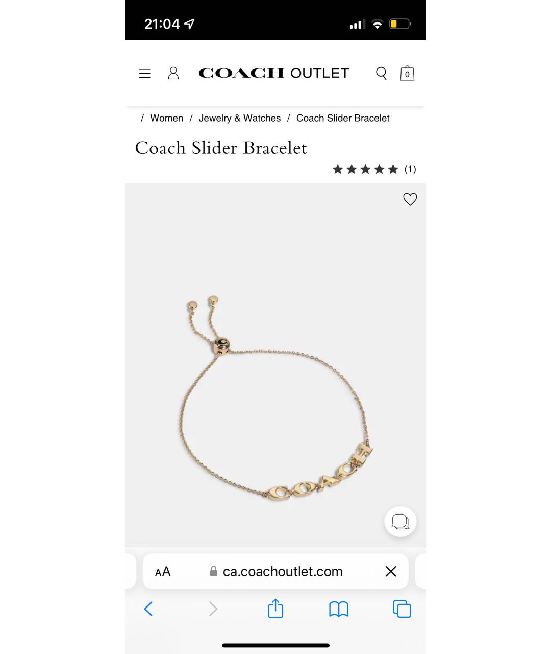 COACH Золотой браслет, фото 2