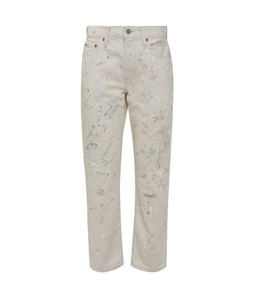 POLO RALPH LAUREN Бежевые хлопко-лиоцелловые прямые джинсы, фото 1