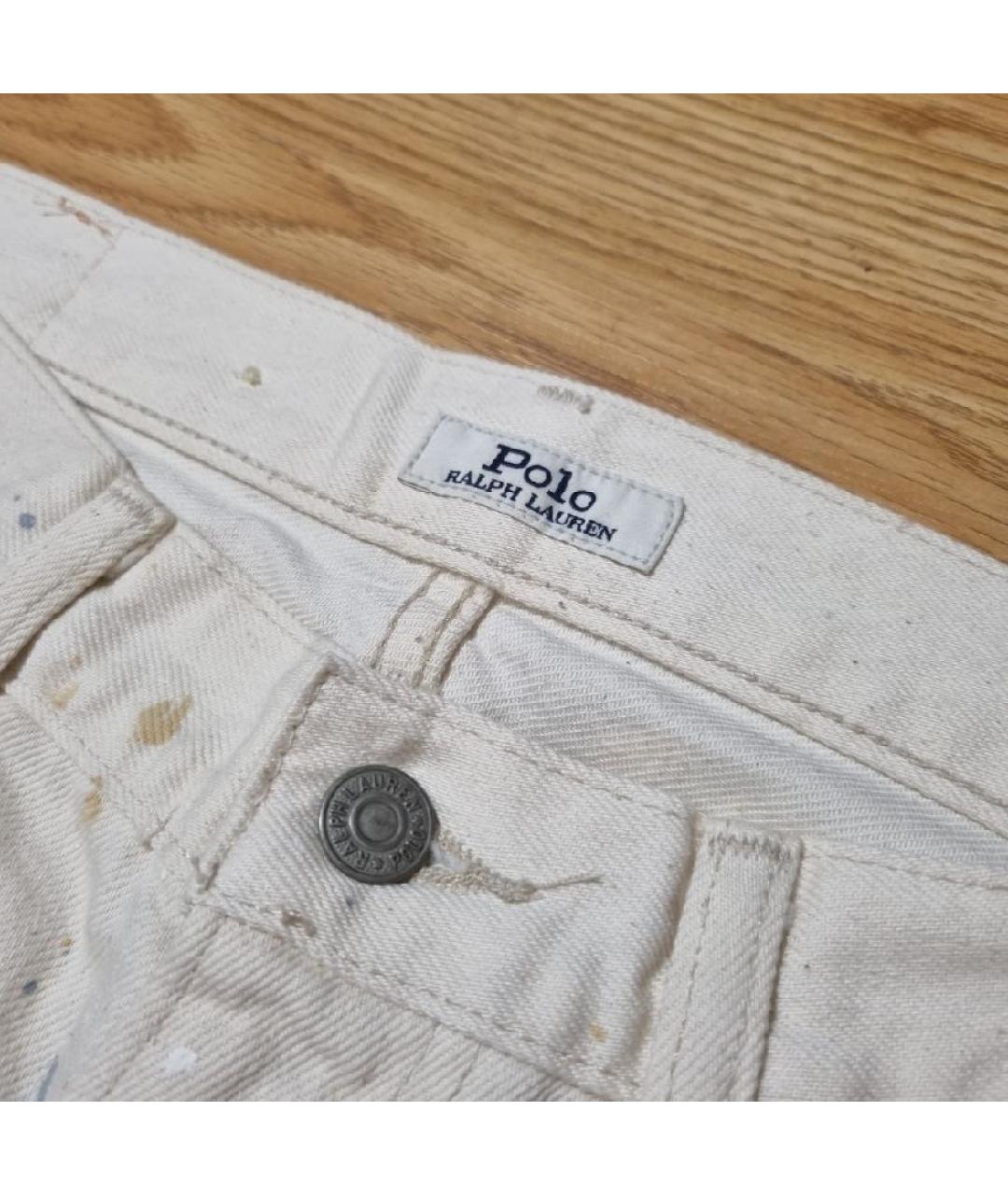POLO RALPH LAUREN Бежевые хлопко-лиоцелловые прямые джинсы, фото 9