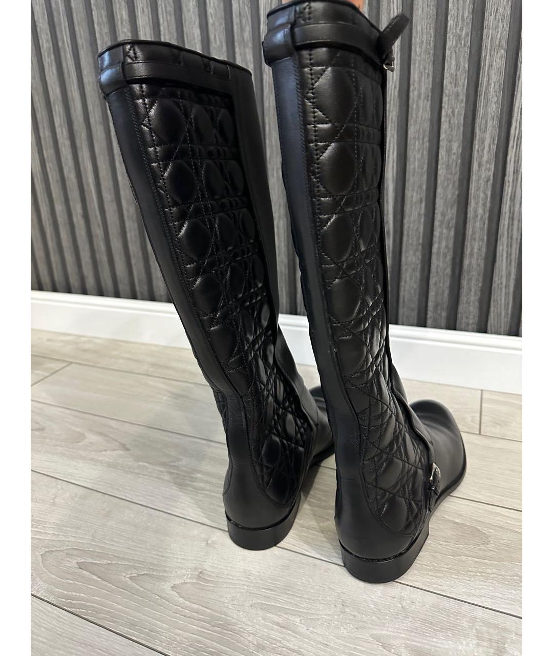 CHRISTIAN DIOR Черные кожаные сапоги, фото 3