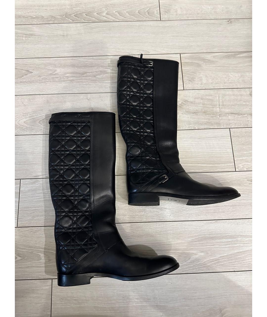 CHRISTIAN DIOR Черные кожаные сапоги, фото 8