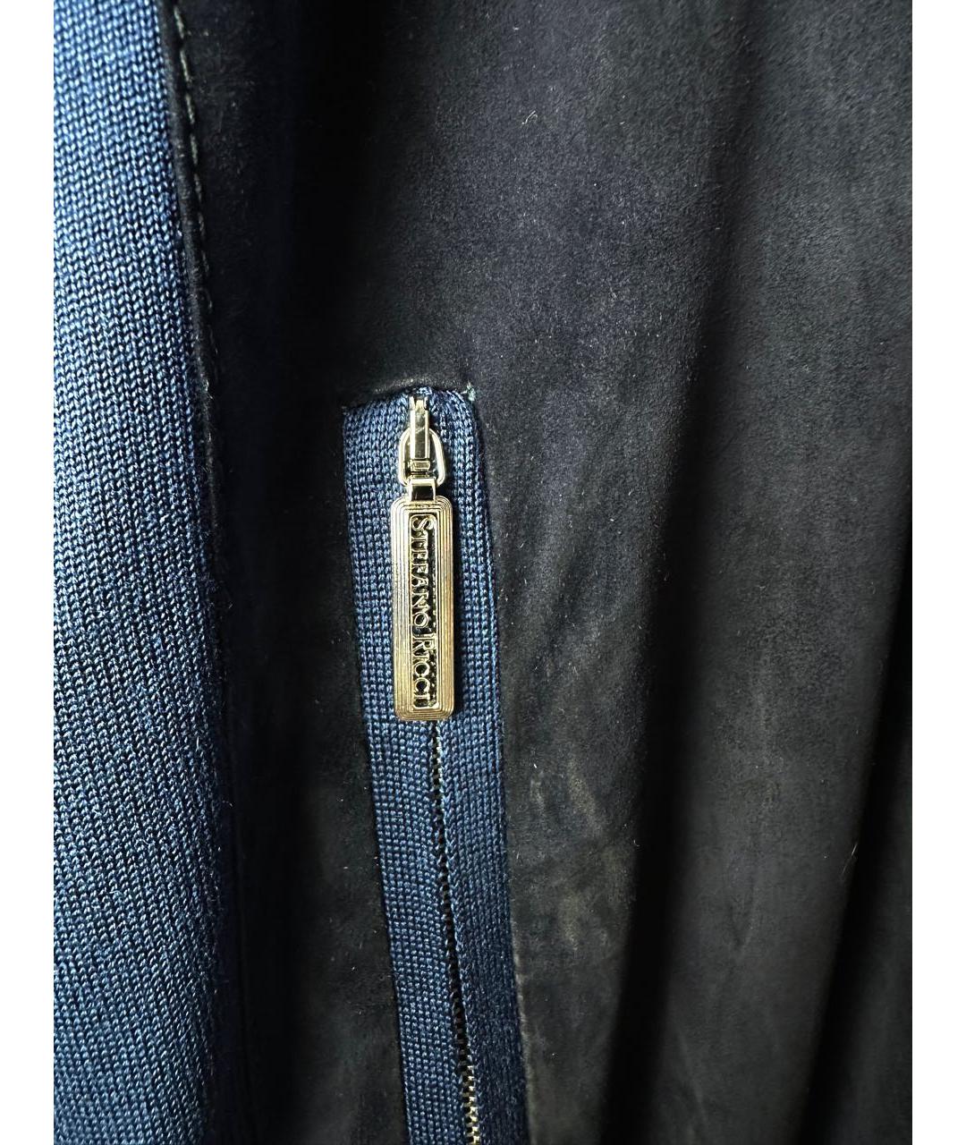 STEFANO RICCI Темно-синяя замшевая куртка, фото 3