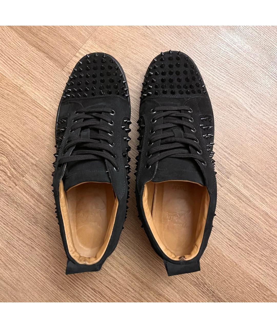 CHRISTIAN LOUBOUTIN Черные замшевые низкие кроссовки / кеды, фото 3