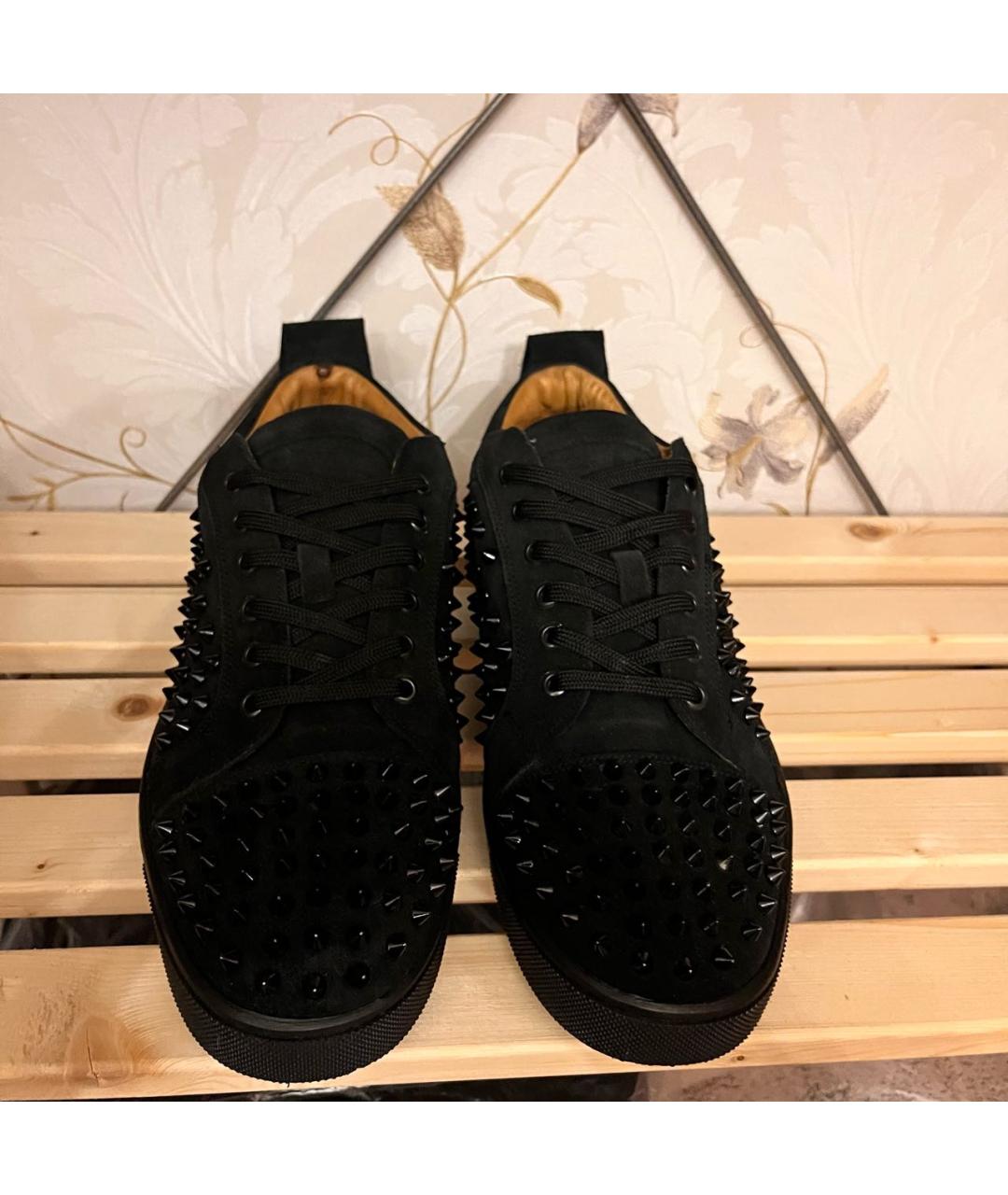 CHRISTIAN LOUBOUTIN Черные замшевые низкие кроссовки / кеды, фото 2