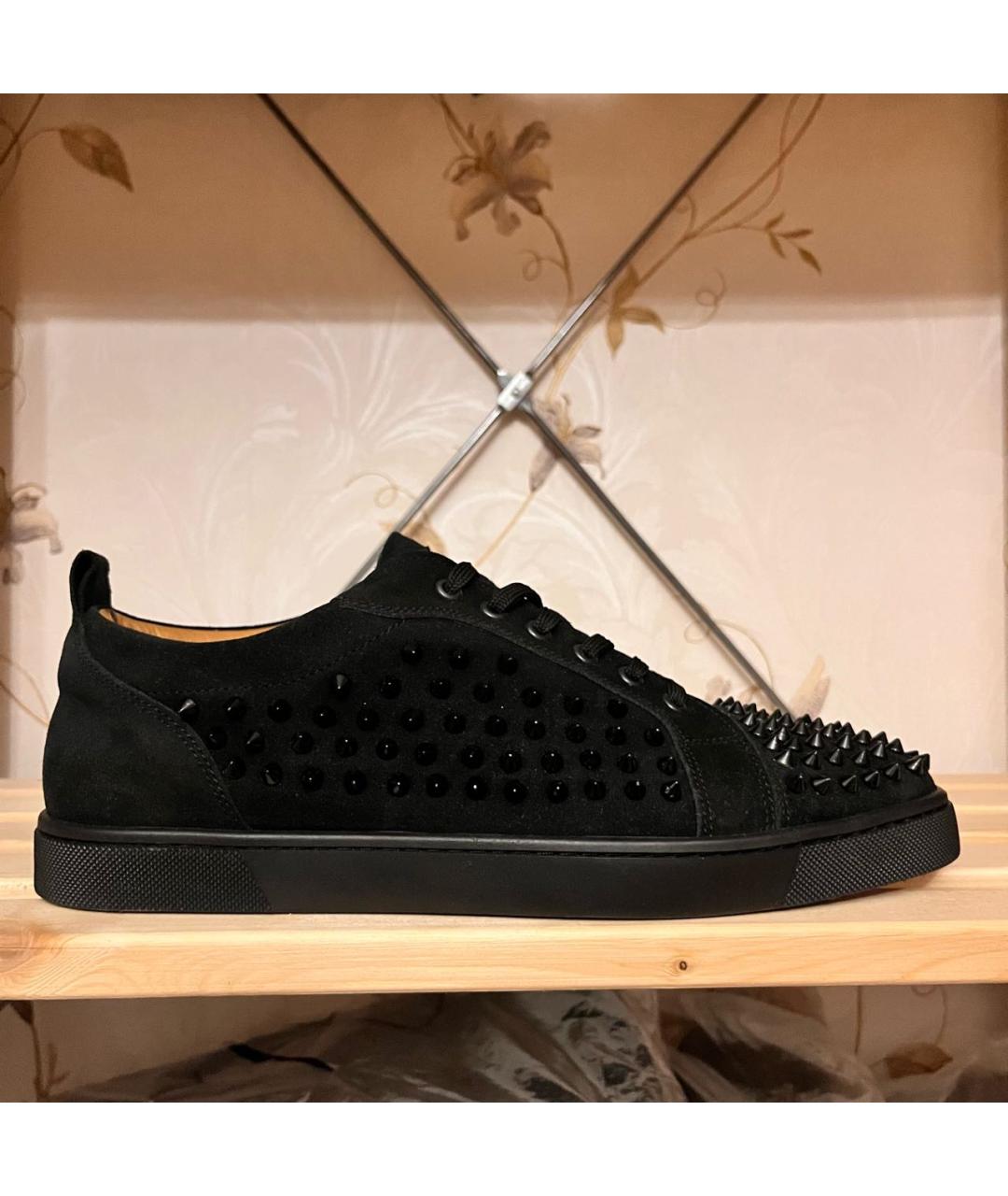 CHRISTIAN LOUBOUTIN Черные замшевые низкие кроссовки / кеды, фото 8