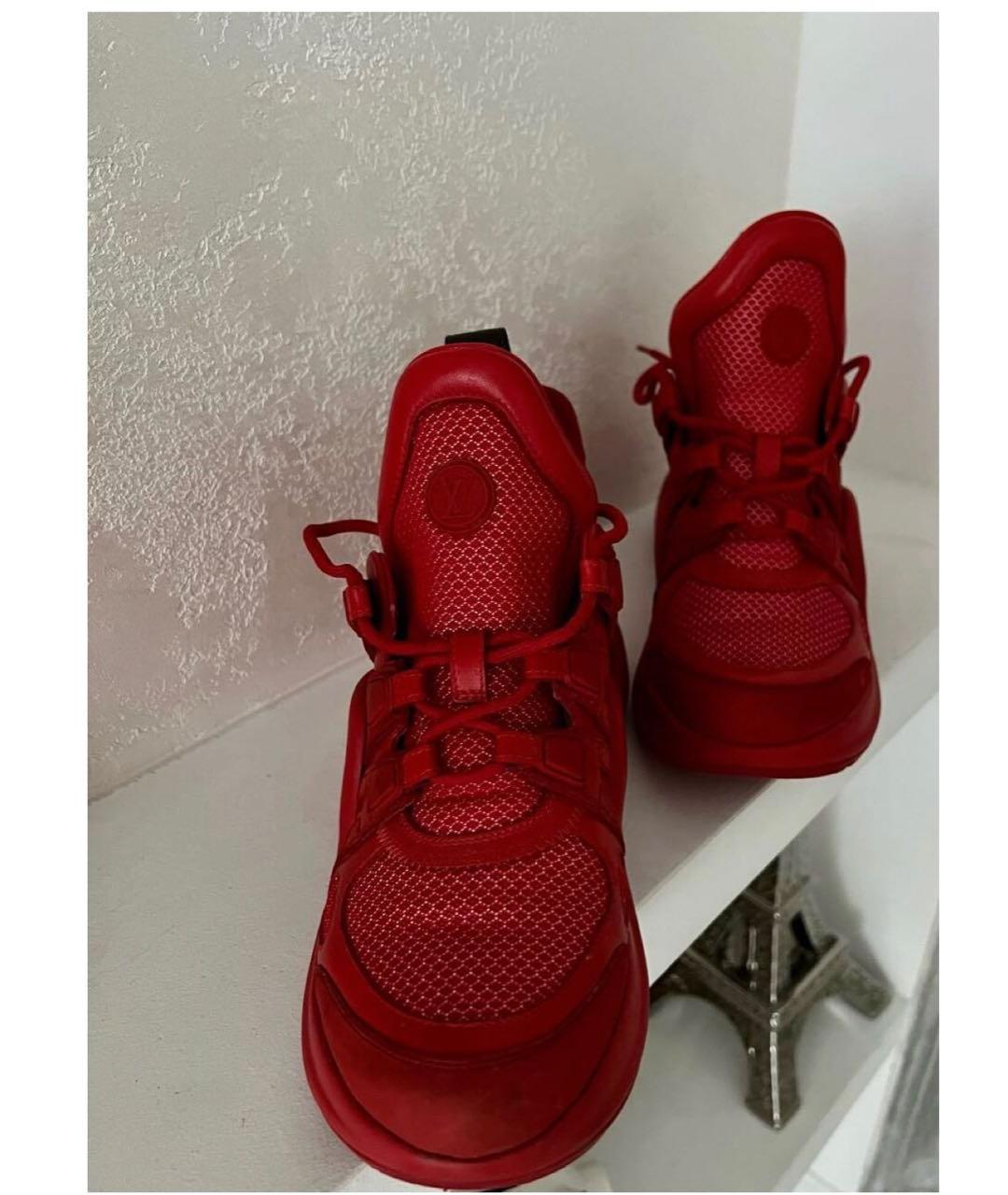 LOUIS VUITTON PRE-OWNED Красные кожаные кроссовки, фото 7