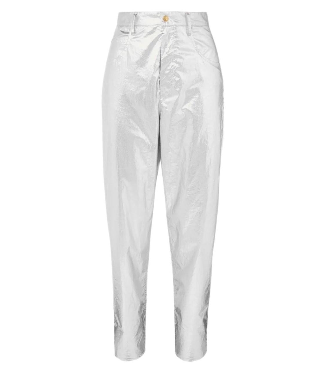 ISABEL MARANT Серебряные хлопковые брюки широкие, фото 1