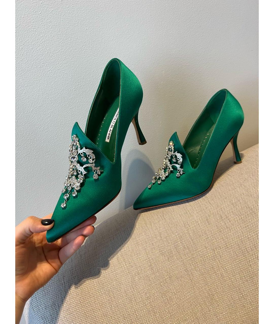 MANOLO BLAHNIK Зеленые туфли, фото 9