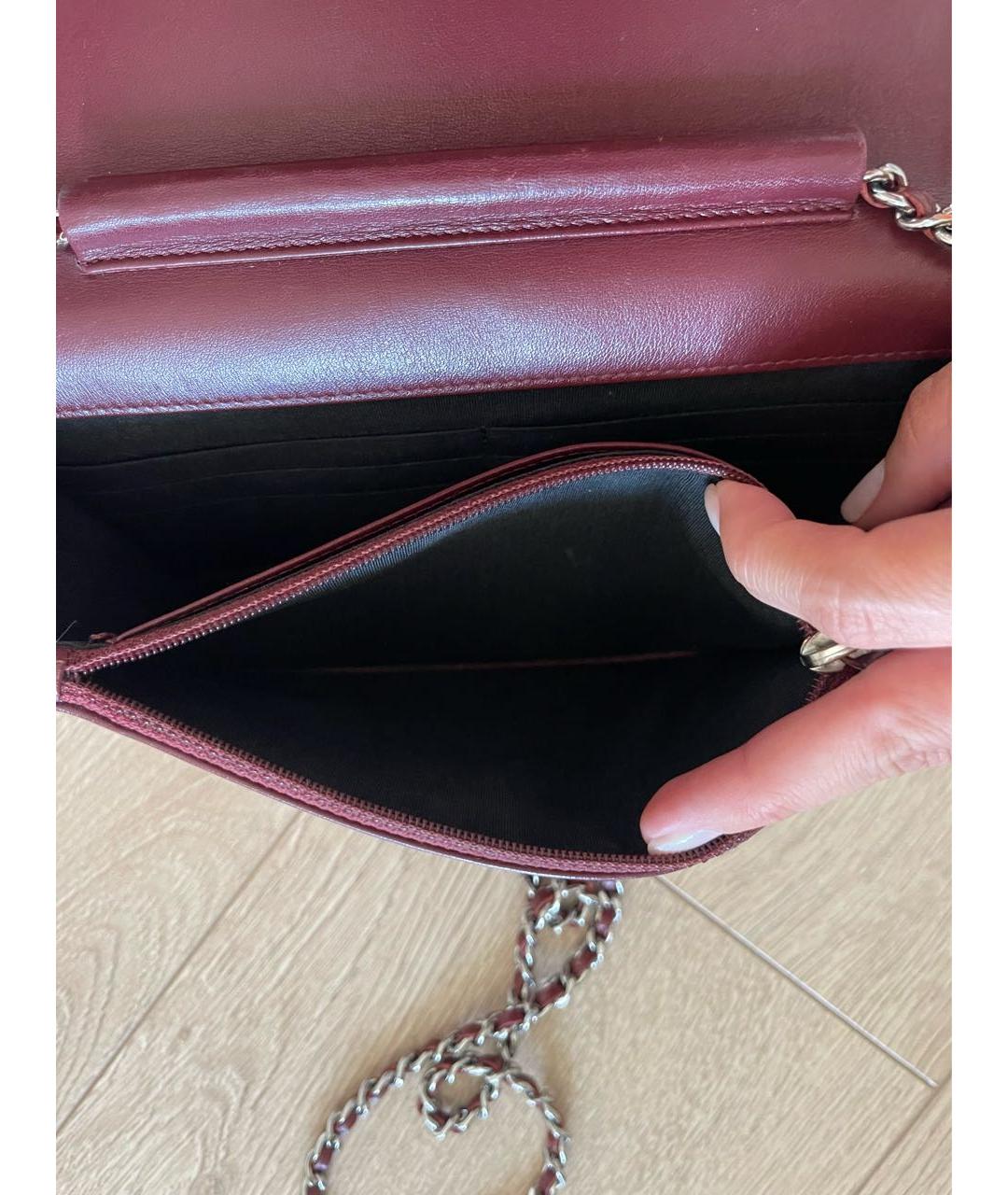 CHANEL PRE-OWNED Бордовая кожаная сумка через плечо, фото 6