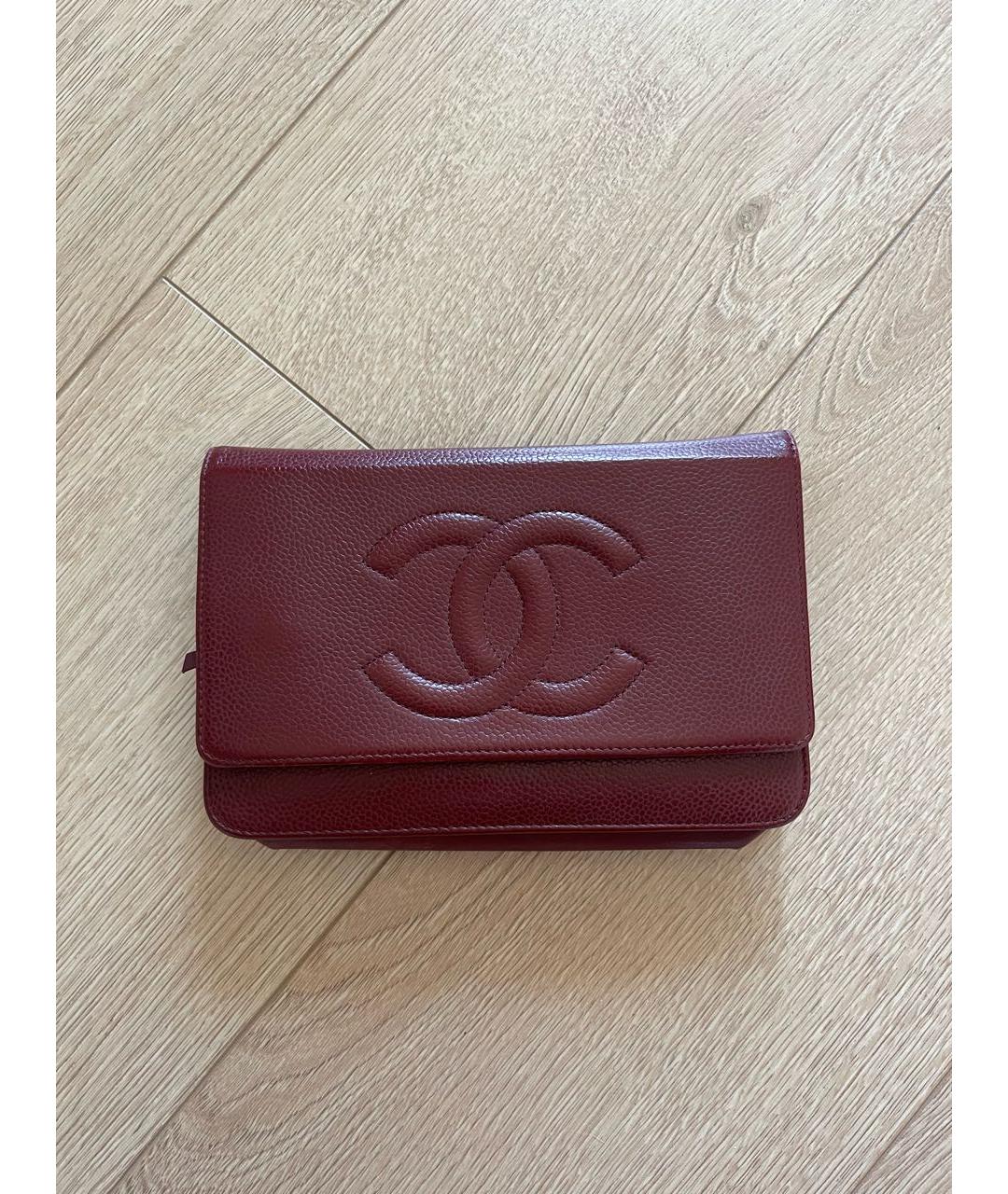 CHANEL PRE-OWNED Бордовая кожаная сумка через плечо, фото 8