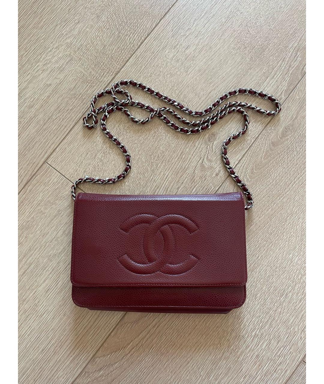 CHANEL PRE-OWNED Бордовая кожаная сумка через плечо, фото 9