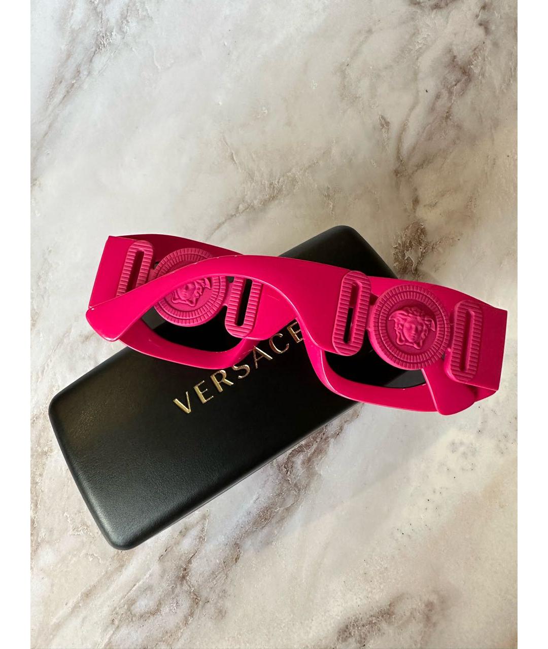 VERSACE Розовые пластиковые солнцезащитные очки, фото 3