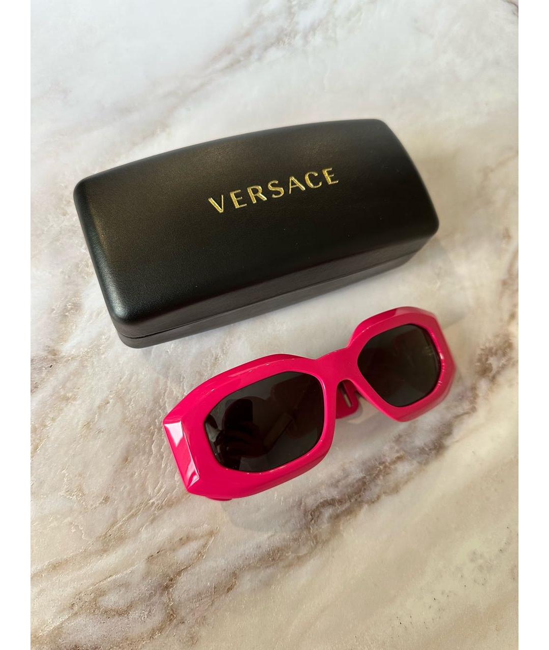 VERSACE Розовые пластиковые солнцезащитные очки, фото 5