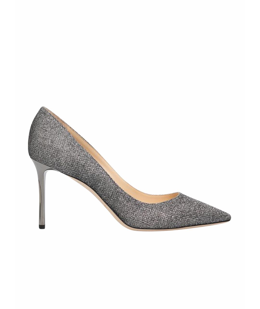 JIMMY CHOO Серебряные текстильные туфли, фото 1