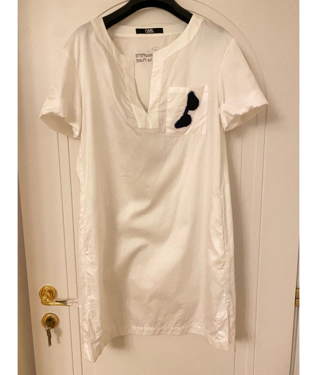 KARL LAGERFELD Белое хлопковое повседневное платье, фото 6