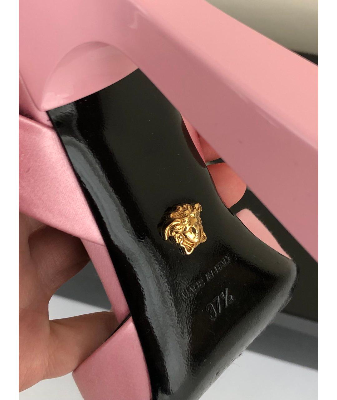 VERSACE Розовые текстильные туфли, фото 5