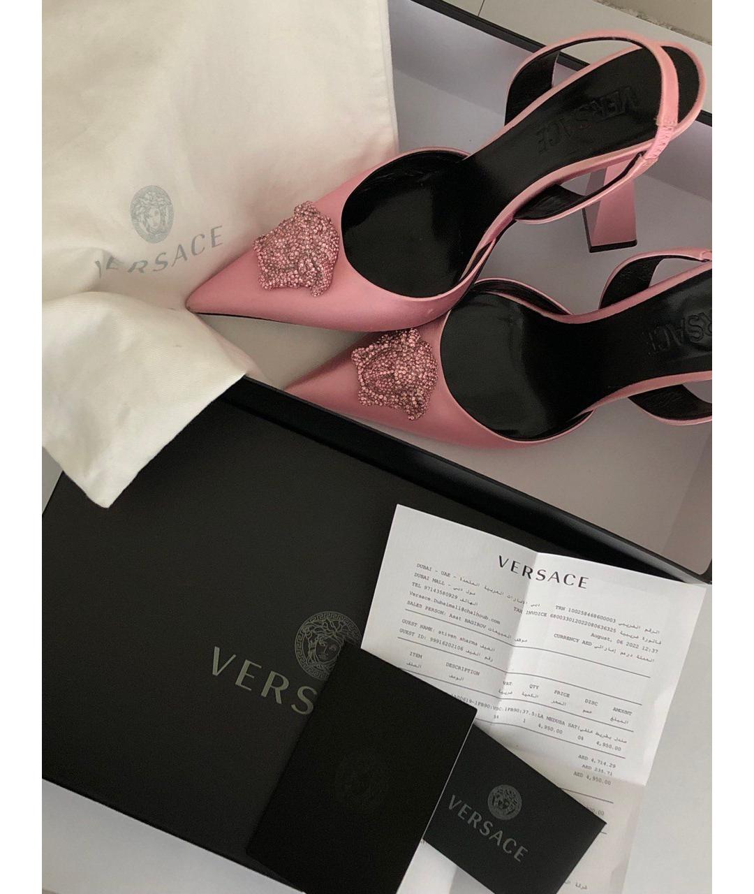 VERSACE Розовые текстильные туфли, фото 6