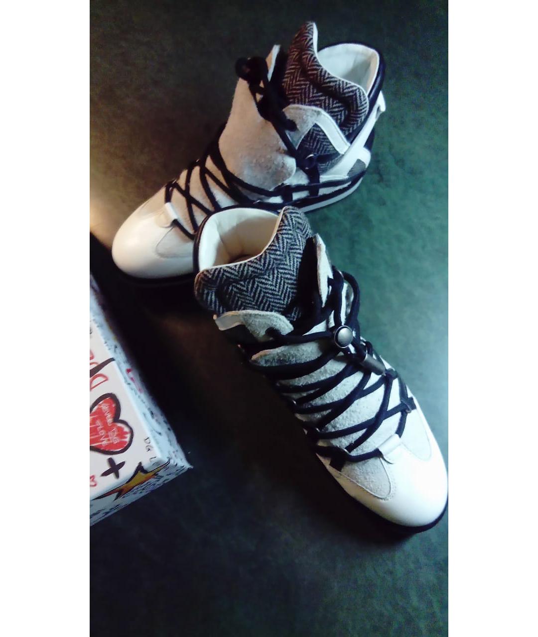 DOLCE&GABBANA Белые кожаные высокие кроссовки / кеды, фото 3