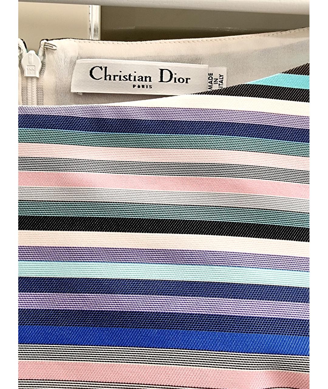 CHRISTIAN DIOR Мульти шелковое коктейльное платье, фото 2