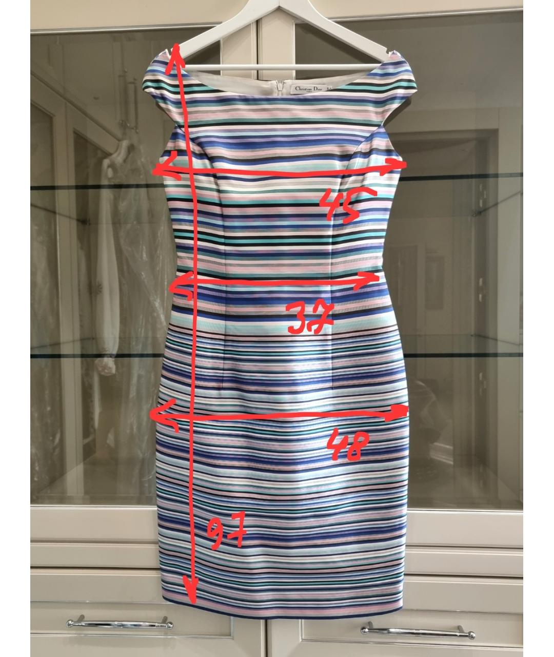 CHRISTIAN DIOR Мульти шелковое коктейльное платье, фото 8