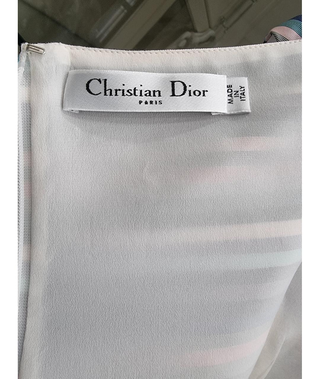 CHRISTIAN DIOR Мульти шелковое коктейльное платье, фото 7