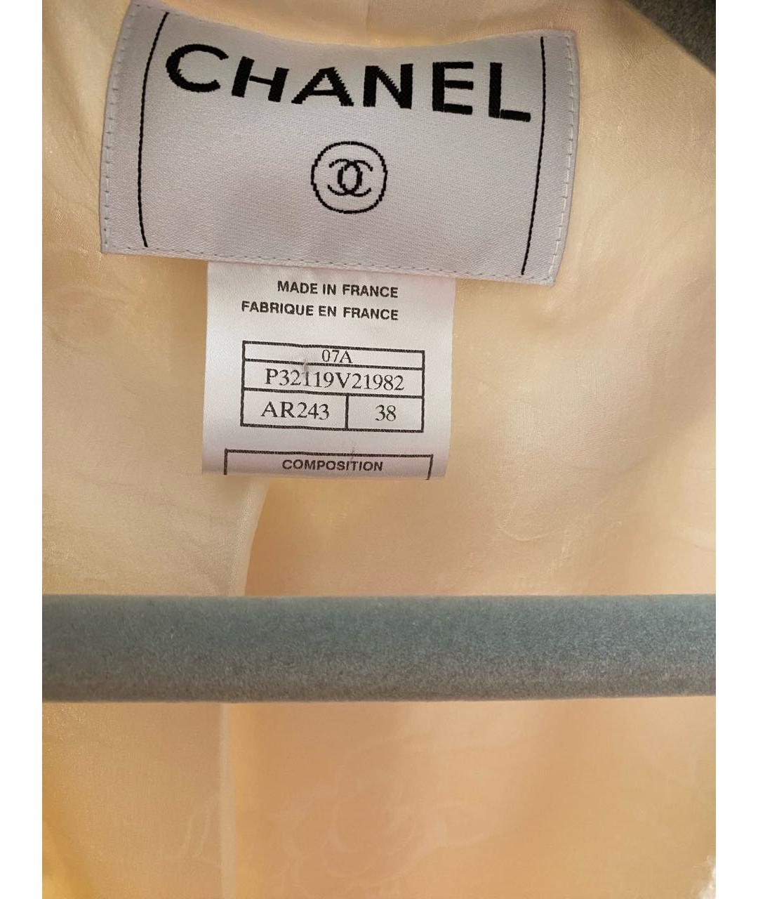 CHANEL PRE-OWNED Бежевый твидовый жакет/пиджак, фото 7