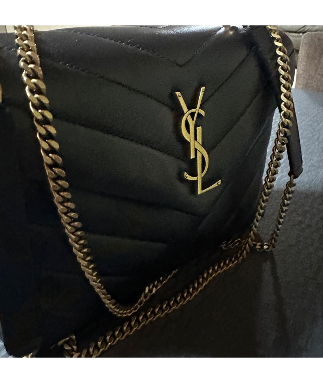 SAINT LAURENT Черная кожаная сумка через плечо, фото 2