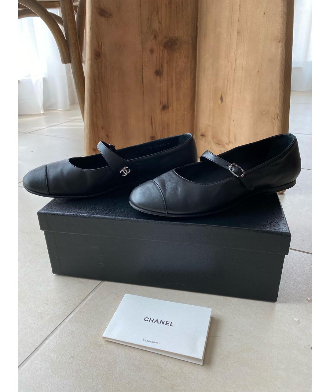 CHANEL Черные кожаные балетки, фото 6