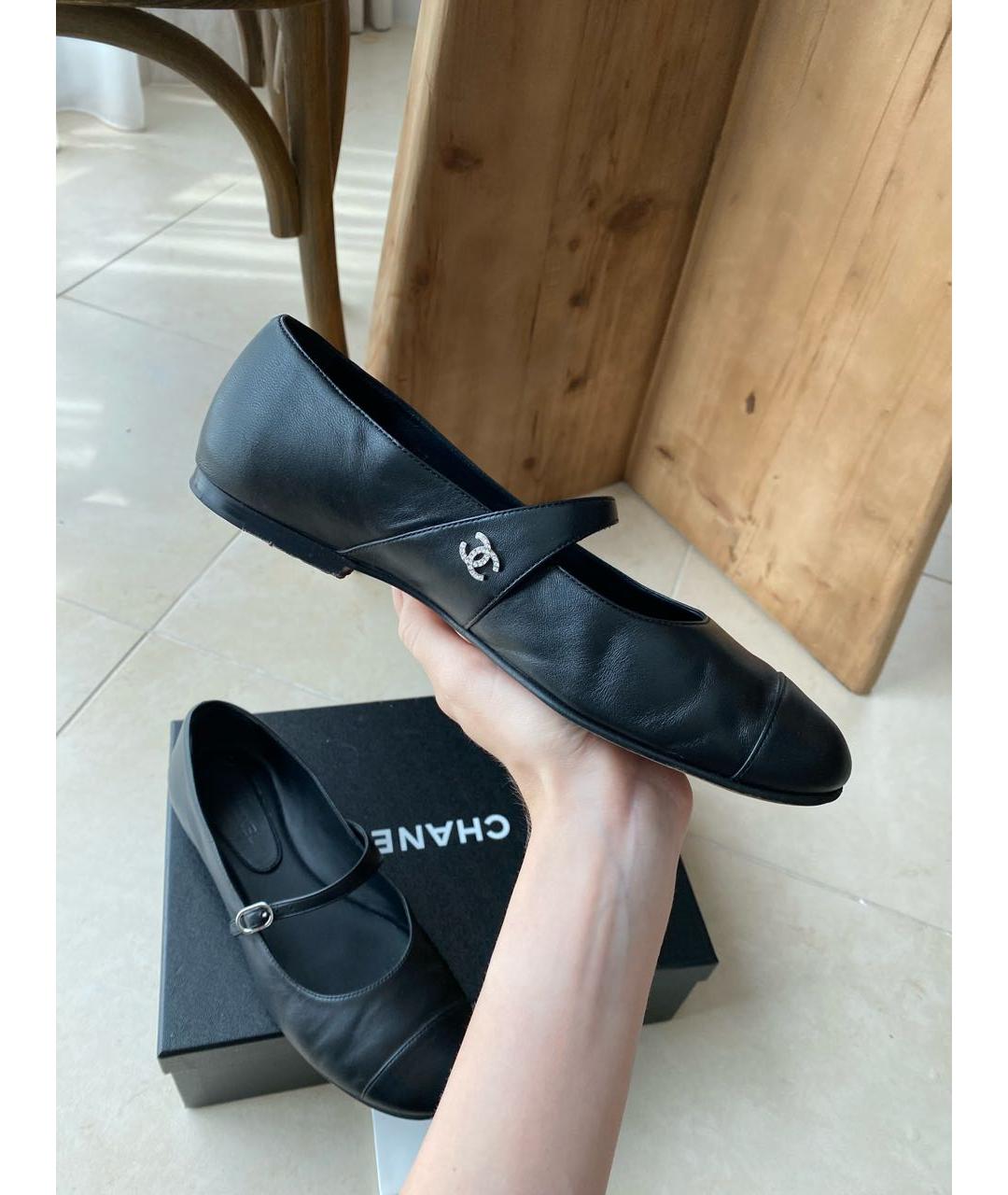 CHANEL Черные кожаные балетки, фото 9