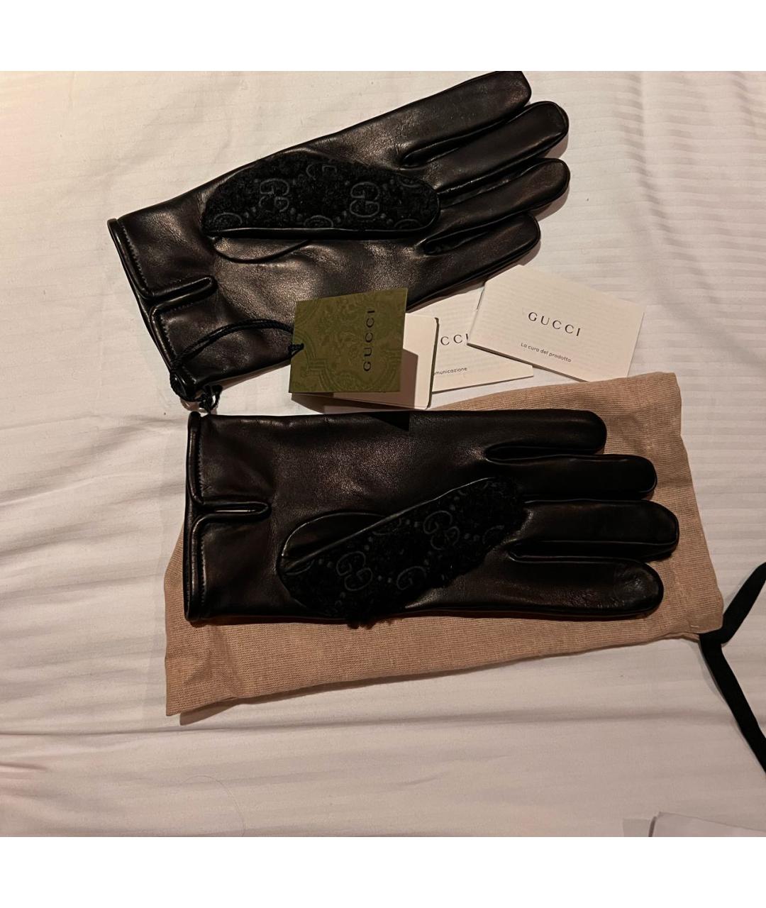 GUCCI Черные кожаные перчатки, фото 4