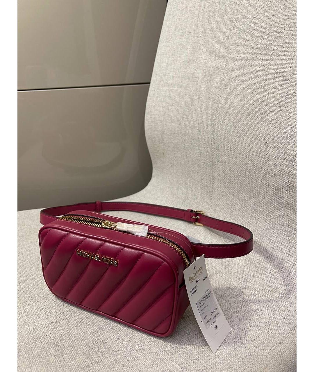 MICHAEL KORS Бордовая кожаная поясная сумка, фото 2