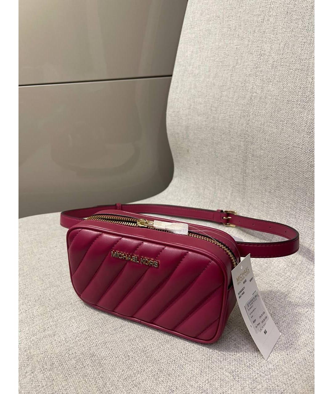 MICHAEL KORS Бордовая кожаная поясная сумка, фото 9