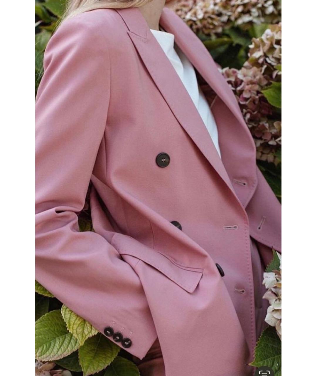 WEEKEND MAX MARA Розовый шерстяной костюм с брюками, фото 6