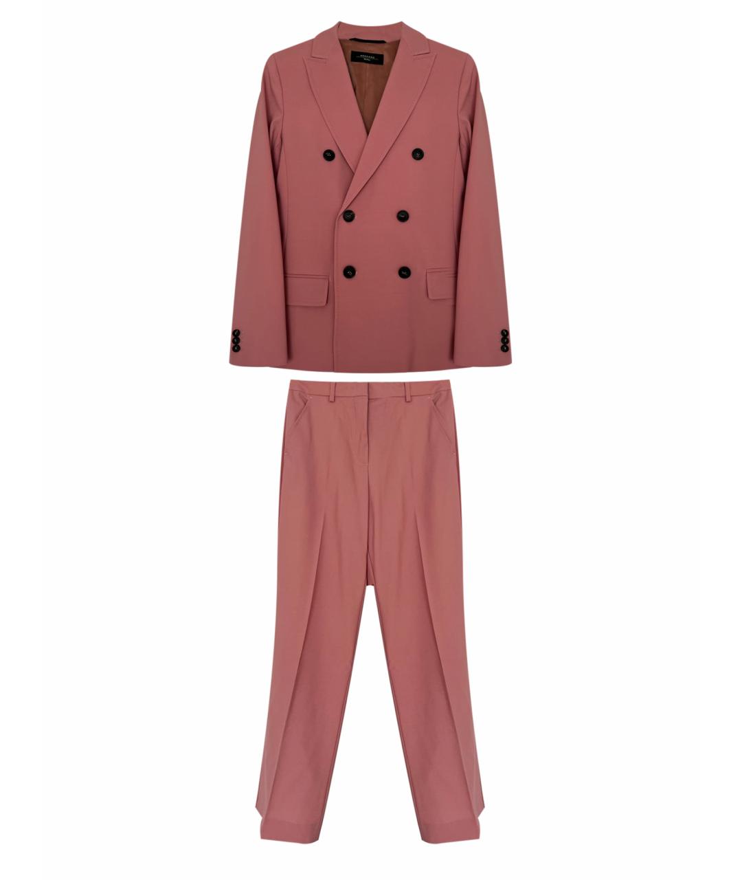 WEEKEND MAX MARA Розовый шерстяной костюм с брюками, фото 1