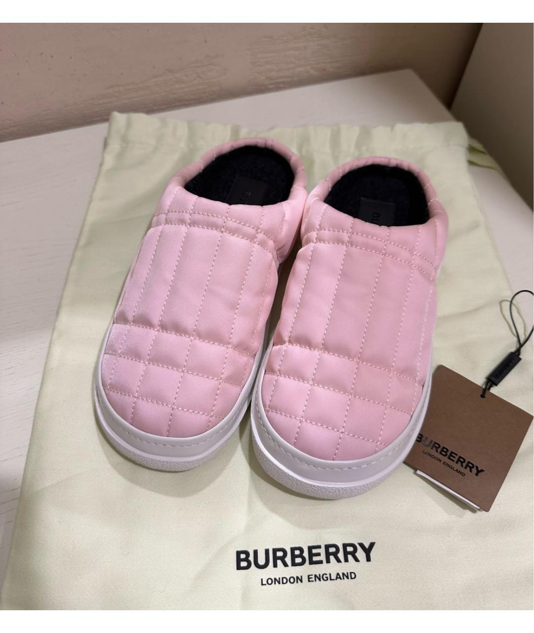 BURBERRY Розовые текстильные сабо, фото 2