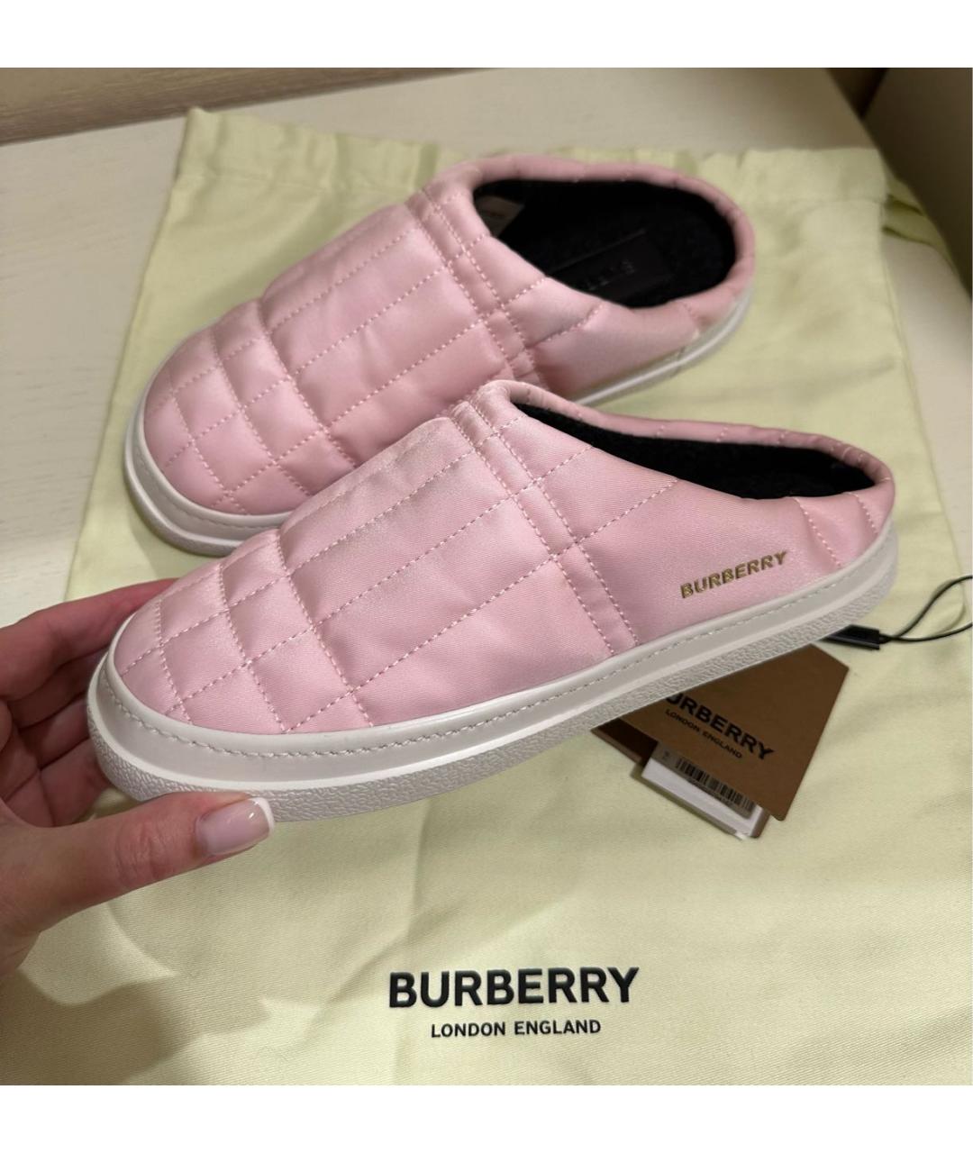 BURBERRY Розовые текстильные сабо, фото 3