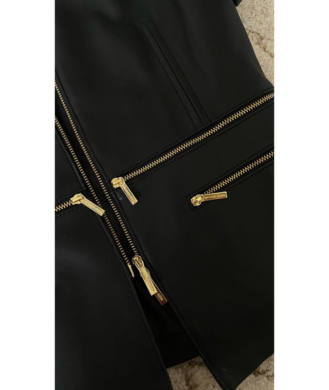 MICHAEL MICHAEL KORS Черный кожаный жакет/пиджак, фото 4