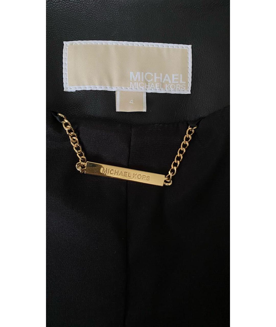 MICHAEL MICHAEL KORS Черный кожаный жакет/пиджак, фото 3