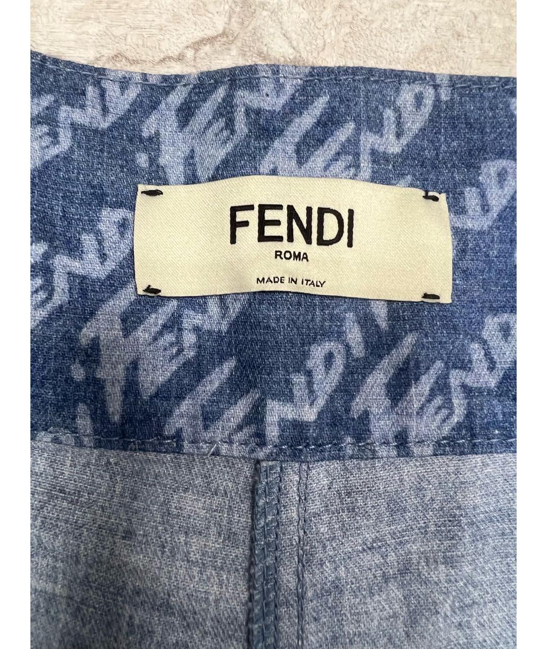 FENDI Синие хлопковые шорты, фото 6