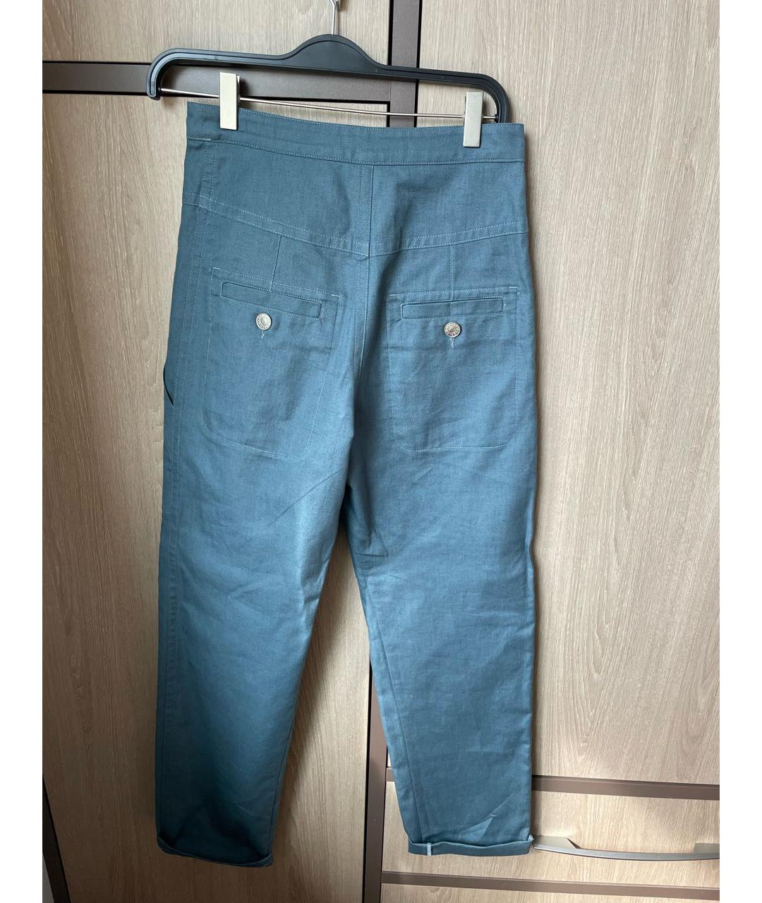 ISABEL MARANT ETOILE Синие хлопковые прямые брюки, фото 2